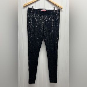 Tipsy Elves Black Sequin Leggings Sz S‎